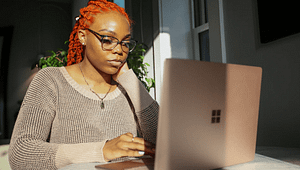 using a laptop